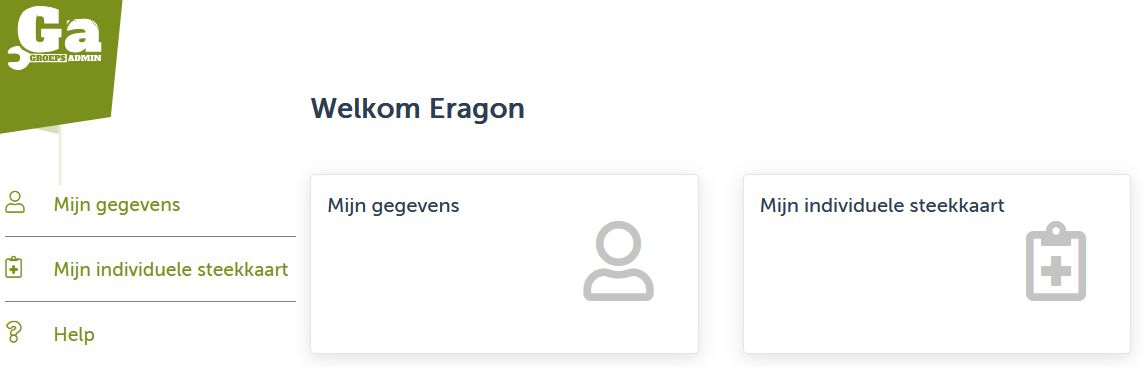 Persoonlijk dashboard met Mijn gegevens en Mijn individuele steekkaart